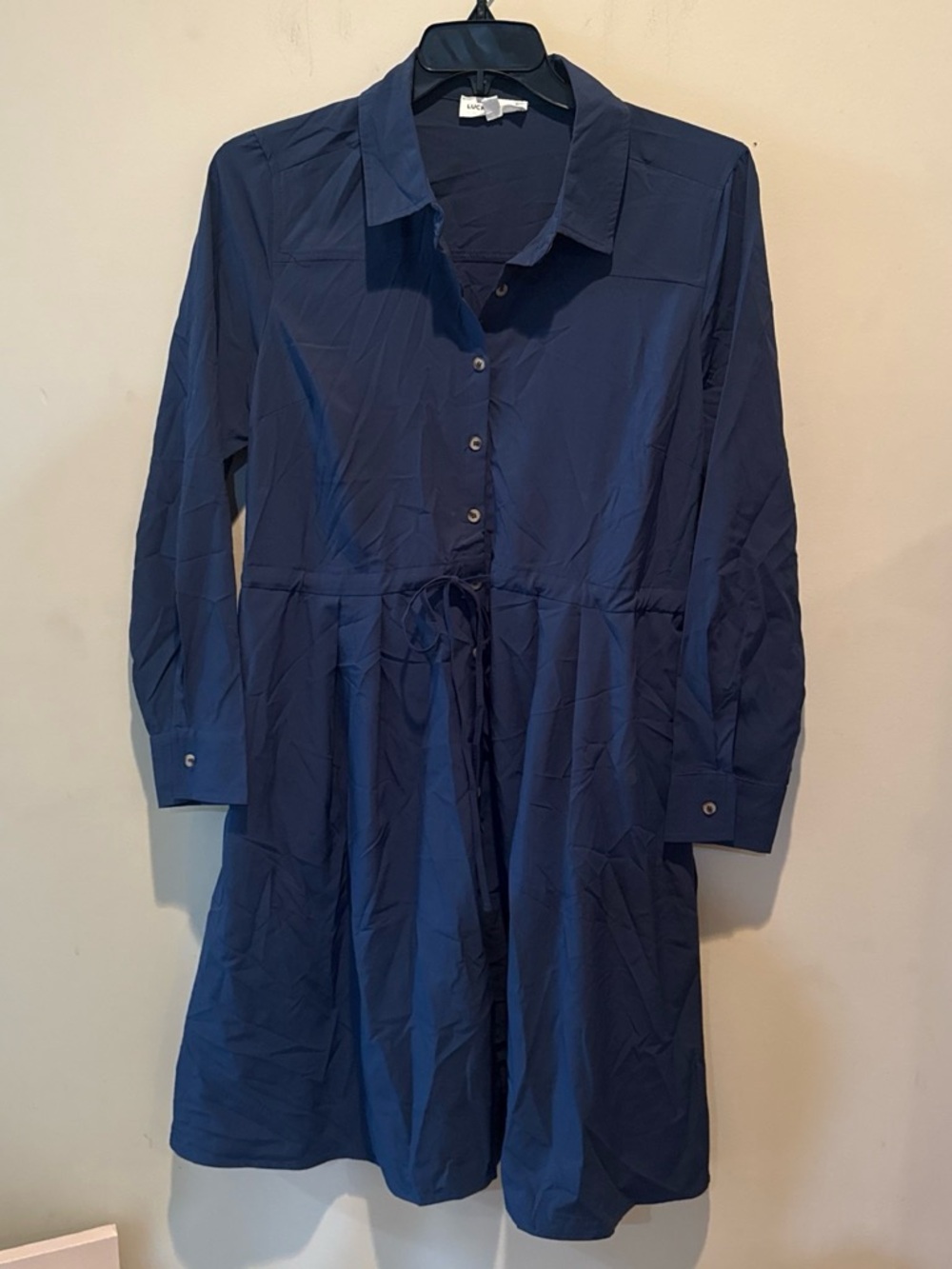 Lucky Brand Navy Button-Front Long Sleeve Shirt Dress